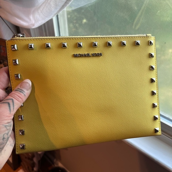 Michael Kors Yellow Studded Wristlet - Picture 5 of 6
